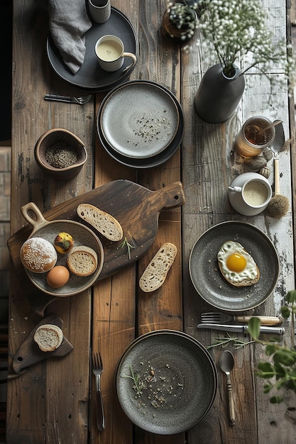 Zestaw talerzy z potrawami